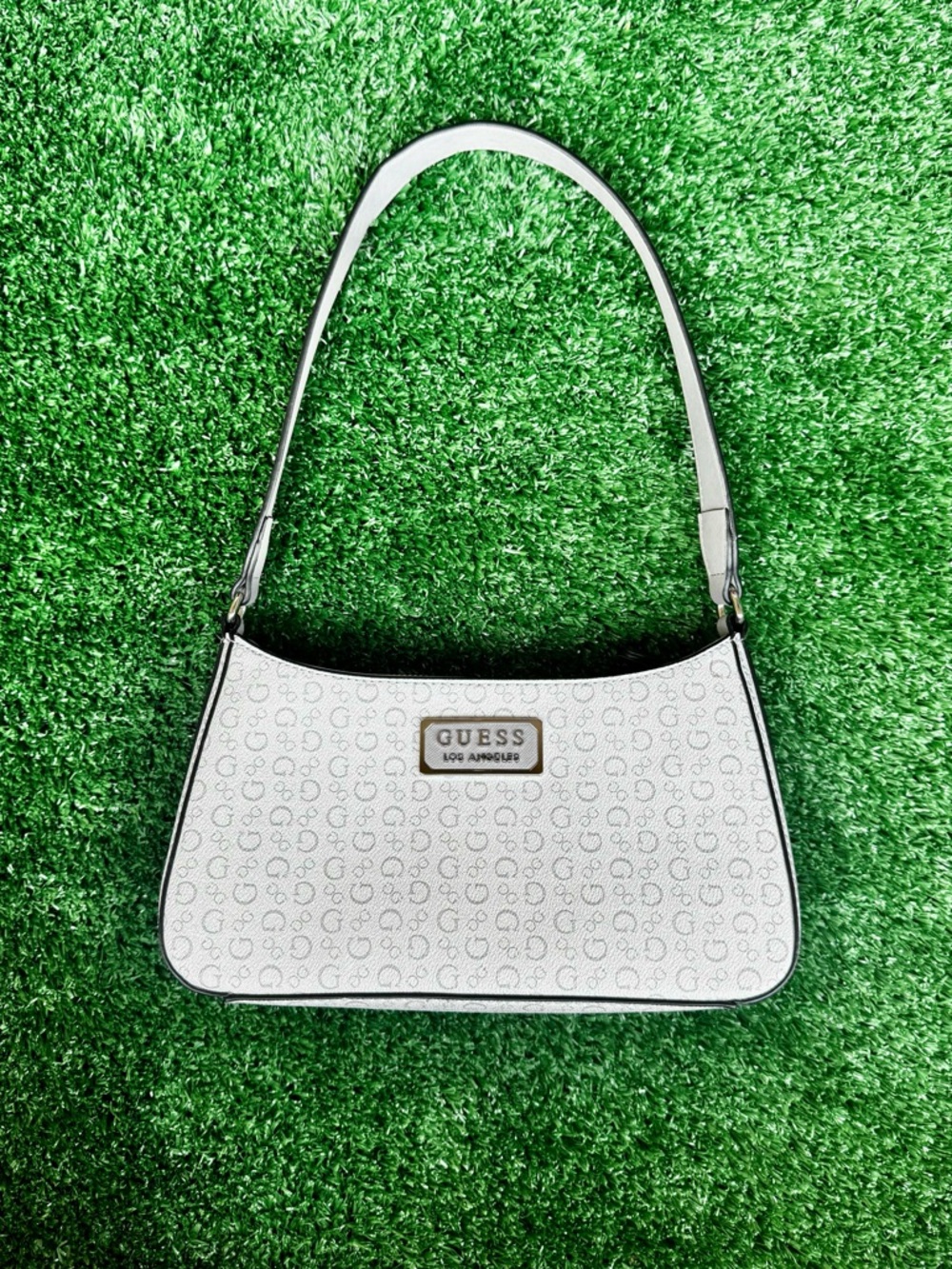 GUESS Light Gray Jacquard Shoulder Bag